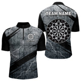 Maxcorners Grey Grunge Dartboard Darts Team Shirt - Custom Name - Men’s Darts Jersey LM1625
