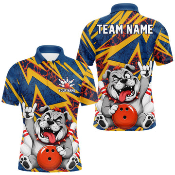 Maxcorners Custom Funny Rock-On Bulldog Bowling Shirts For Men Bulldog Bowling Team Jerseys LM2607