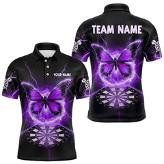 Maxcorners Lightning Butterfly Dartboard Custom Purple Mens Polo Dart Shirt Funny Dart Jerseys MT2510