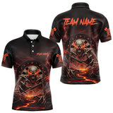 Maxcorners Lightning Orange Skeleton Dartboard Custom Mens Polo Dart Shirt Gifts For Dart Players MT2510