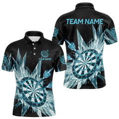 Maxcorners Blue Snow Ice Dartboard Men Darts Polo Shirt Custom Name & Team Xmas Dart League Shirt LM2711