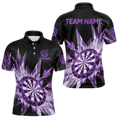 Maxcorners Purple Snow Ice Dartboard Men Darts Polo Shirt Custom Name & Team Xmas Dart League Shirt LM2711