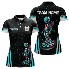 Maxcorners Custom Turquoise Alien And Dartboards Dart Shirts For Men, Dart Jerseys LM243