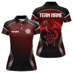 Maxcorners Custom Hexagon Pattern With Dragon In Red Dart Shirts For Men, Dart Team Jerseys