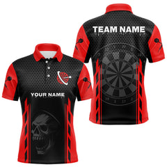 Maxcorners Black & Red Grim Reaper Dartboard Darts Shirt For Men - Custom Team NamE LM1625