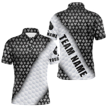Maxcorners Mens Grey Poker Golf Shirt Custom Poker White Golf Ball Polo, Golf Team Outfits For Golfers LM2405