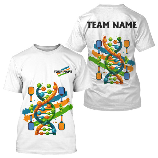 Maxcorners Pickleball It's In My Dna Custom Funny Pickleball T-Shirt, White Pickleball Jersey For Men LM2608