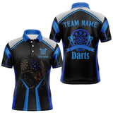 Maxcorners Custom Black Blue Bass Funny Dart Polo Shirt For Men Dart Team Sport Jerseys LM2509