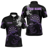 Maxcorners Black And Purple Crocodile Grey Smoke Custom Dart Men Polo Shirt Funny Dart Jerseys TU2810