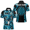 Maxcorners Turquoise Camo With Deer Head Skull Dart Shirts For Men, Custom Dart Jerseys LM263