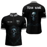 Maxcorners Haunting Black Skulls Reaper Darts Team Shirt For Men - Custom Team & Player Name LM1625