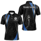 Maxcorners Custom Blue Grim Heaper Dartboard Dart Men Polo Shirt Skull Dart Team Jerseys LM0210