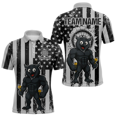 Maxcorners Custom Grunge Grey Owls Dartboard Funny Dart Team Patriotic Men Polo Shirt LM0210