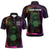 Maxcorners Lightning Cat Tech Purple & Blue Neon Dartboard Men's Dart Polo Shirt Funny Dart Jerseys LM3010