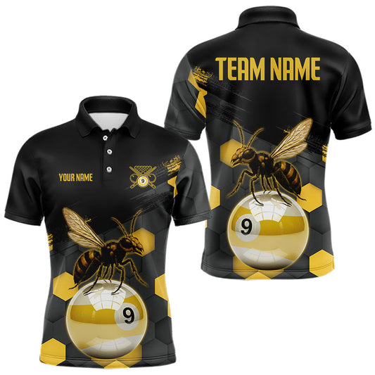 Maxcorners Bee & Ball 9 Pool Billiard Team Shirts For Men Custom Funny Billiard League Jerseys LM0101