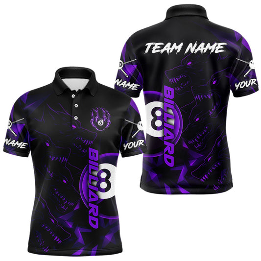 Maxcorners Purple Geometric Wolf 8 Ball Pool Claws Men Billiard Shirt Personalized Pool Balls Billiard Attire LM2602