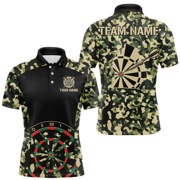 Maxcorners Custom Camouflage Pattern Dartboard Darts Polo Shirts For Men Outfits Darts Jerseys LM1904