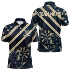 Maxcorners Custom Blue Grunge Dog Dartboard Darts Jersey For Men Outfit Patriotic Dart Team Jersey LM0409