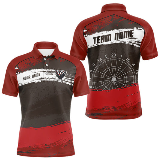 Maxcorners Custom Grunge Black And Red Dripping Dartboard Dart Team Men Polo Shirt LM0210