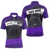 Maxcorners Custom Grunge Black And Purple Dripping Dartboard Dart Team Men Polo Shirt LM0210