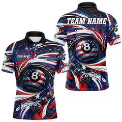 Maxcorners Custom US Flag Pool 8 Ball Billiard Shirt For Men Personalized Patriotic Ball Billiard Attire TU2701
