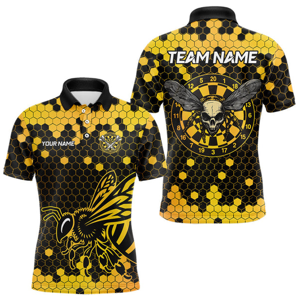 Maxcorners Honeycomb Pattern Bees Skull Dartboards Dart Shirts For Men, Custom Dart Jerseys