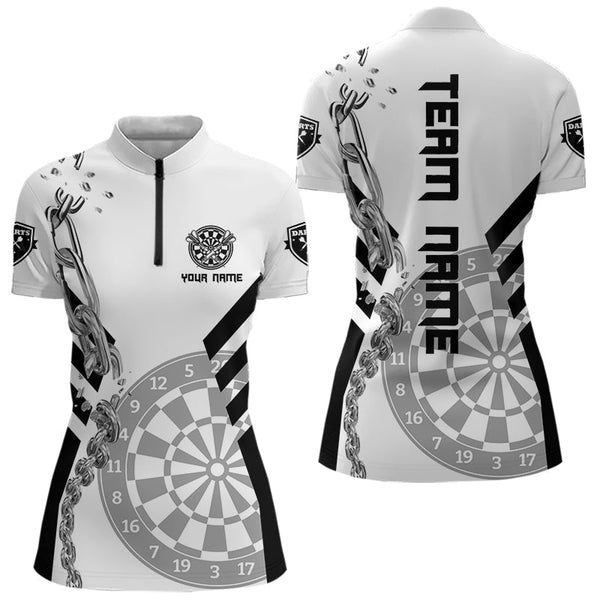 Maxcorners Silver Chains White And Black Dartboards Dart Shirts For Men, Dart Team Jerseys
