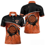 Maxcorners Hand Holding Orange Dartboards Cracked Grunge Dart Shirts For Men, Dart Jerseys LM014