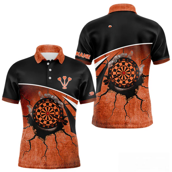 Maxcorners Hand Holding Orange Dartboards Cracked Grunge Dart Shirts For Men, Dart Jerseys LM014