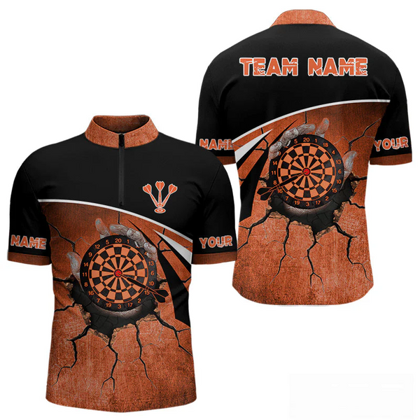Maxcorners Hand Holding Orange Dartboards Cracked Grunge Dart Shirts For Men, Dart Jerseys LM014