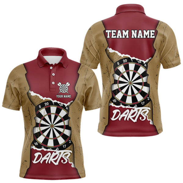 Maxcorners Custom Yellow&Red Grunge Style Darts Board Dart Shirts For Men, Dart Team Jerseys