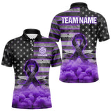 Maxcorners Purple Cloud Ribbon US Flag Dart Arrow Custom Breast Cancer Awareness Darts Men Polo Shirt MT0111