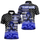 Maxcorners Blue Cloud Ribbon US Flag Dart Arrow Custom Breast Cancer Awareness Darts Men Polo Shirt MT0111