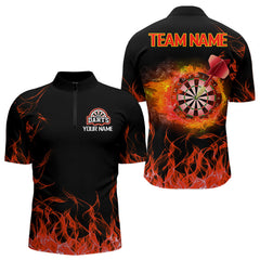 Maxcorners Darts  Red Fire Flame Dartboard Custom Dart Shirt For Men, Dart Team Jerseys