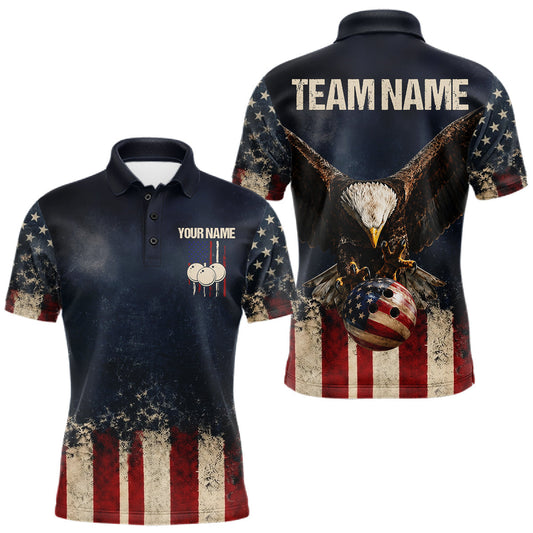 Maxcorners American Flag Grunge Bowling Team Jerseys For Men