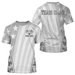 Maxcorners Custom Grey Camouflage Patriotic Pickleball T-Shirt For Men Outfit Pickleball Gifts LM0409