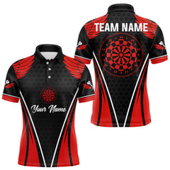 Maxcorners Darts Halftone Pattern Dartboard Custom Red Dart Shirt For Men, Dart Team Jerseys