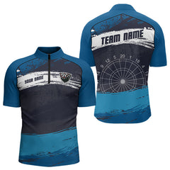 Maxcorners Blue Modern Grunge Dartboard Men's Darts Shirt - Custom Name For Dart Players MT1006