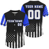 Maxcorners Custom Black And Blue US Flag Patriotic Baseball Shirt For Men Youth Baseball Jerseys LM1809