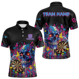 Maxcorners Custom Butterfly Skull Splatter Dartboard Men Darts Polo Shirt Colorful Dart Jerseys TU0411