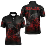 Maxcorners Custom Red Splatter Rose Dartboard Grunge Darts Polo Shirt For Men Outfit Dart Jerseys TU0411