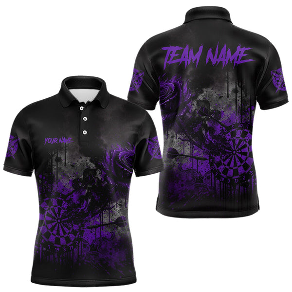 Maxcorners Custom Purple Splatter Rose Dartboard Grunge Darts Polo Shirt For Men Outfit Dart Jerseys TU0411