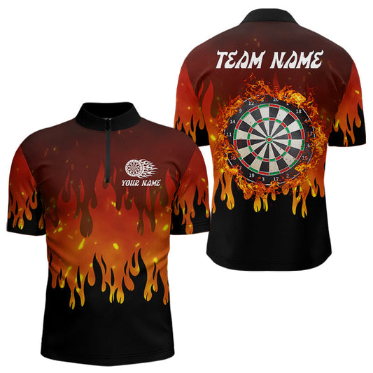 Maxcorners Flame Pattern Multi Color Dartboard Custom Flame Dart Shirt For Men, Dart Jerseys