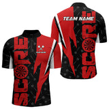 Maxcorners Red Score Dartboard Grunge Darts Shirt For Men - Custom Name & Team Jersey  LM3006