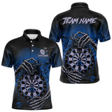 Maxcorners Custom Devil Skeleton Blue Dripping Dartboard Men Darts Polo Shirt Outfits Dart Jerseys MT0811