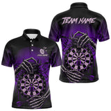 Maxcorners Custom Devil Skeleton Purple Dripping Dartboard Men Darts Polo Shirt Outfits Dart Jerseys MT0811