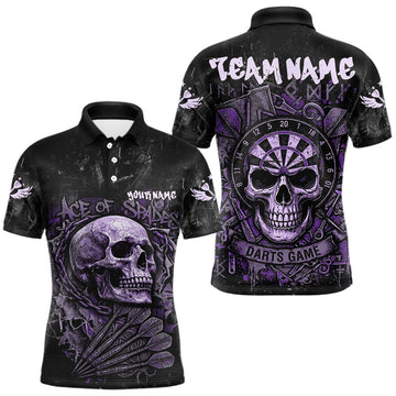 Maxcorners Purple Graffiti Grunge Skull Darts Shirt For Men Custom Name & Team Skull Dart Outfit Jerseys