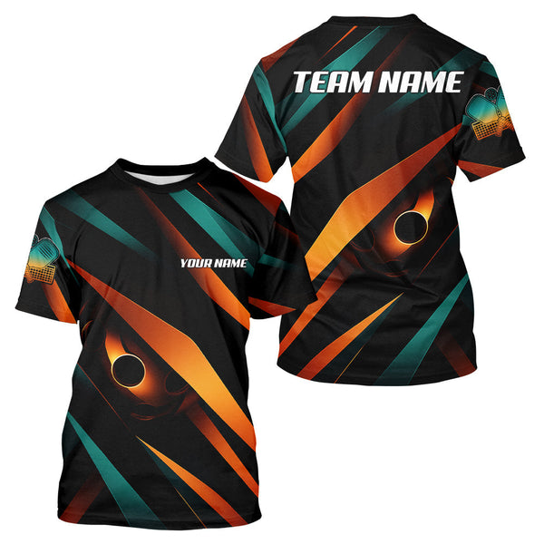 Maxcorners Custom Holographic Orange Pickleball Ball T-Shirt For Men Outfits Pickleball Jerseys LM0910
