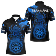 Maxcorners Blue Spider Men's Grunge Darts Shirt Smoke Dartboard - Custom Name For Darts Jersey LM1506