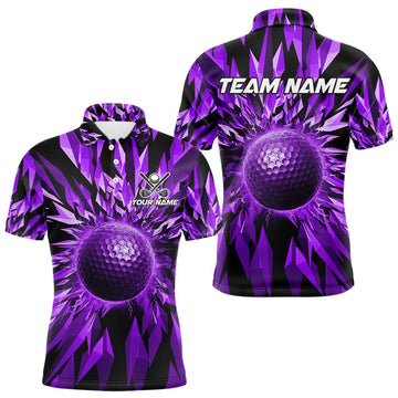 Maxcorners Icy Purple Geometric Mens Golf Polo Shirt Customize Golf Gifts For Men Golf Team Attire